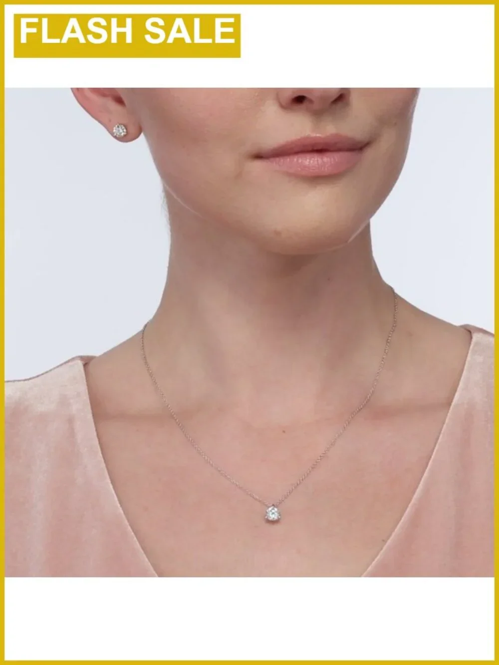 1 Carat Lab Grown Diamond Round Pendant Necklace 14K White Gold Solitaire